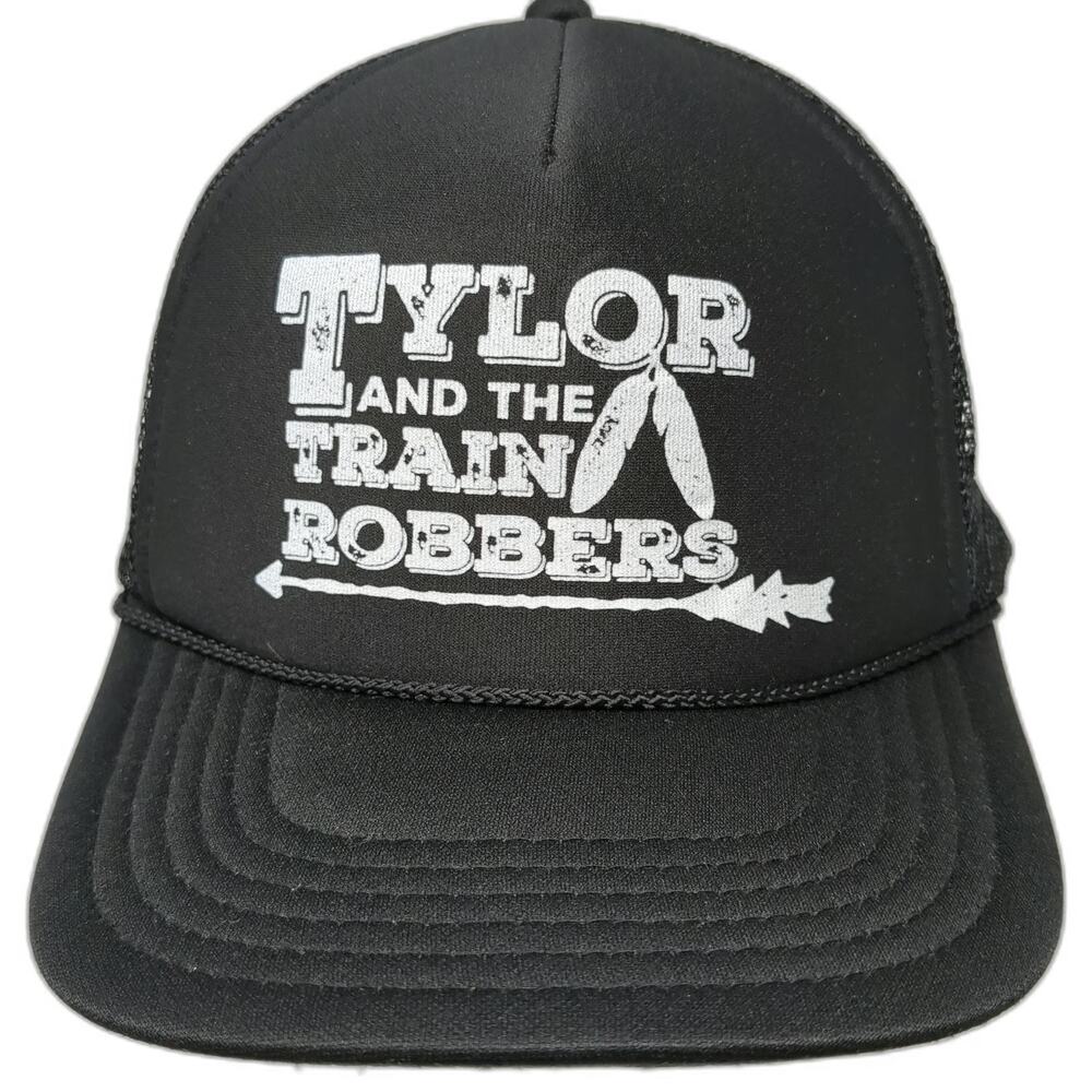 Otto Trucker Hat Black One Size Tylor and the Train Robbers Band Mesh Foam Rope